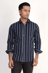 Mens Casual Shirt (Navy Stripe)